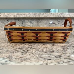 Longaberger 2003 Proudly American Cracker Basket with leather handles